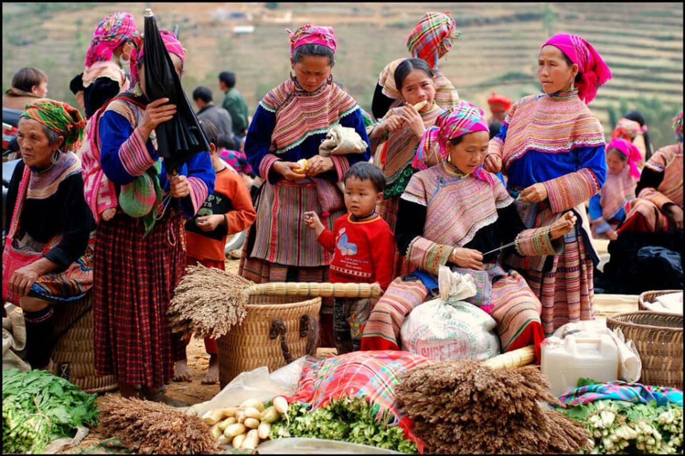 marché ethnique au nord vietnam
