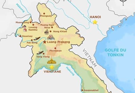 Carte touristique du Laos, version la plus COMPLÈTE : quelles destinations à visiter?