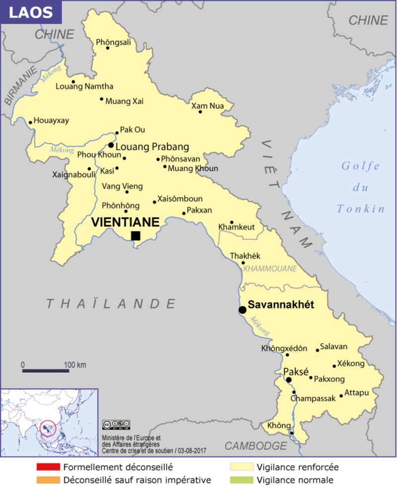 La carte du Laos