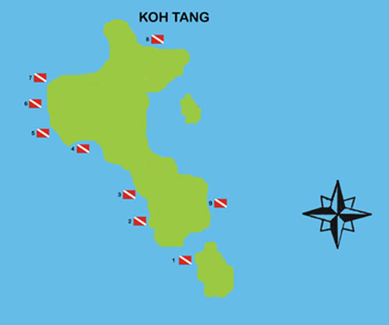 Carte de plongée à Koh Tang