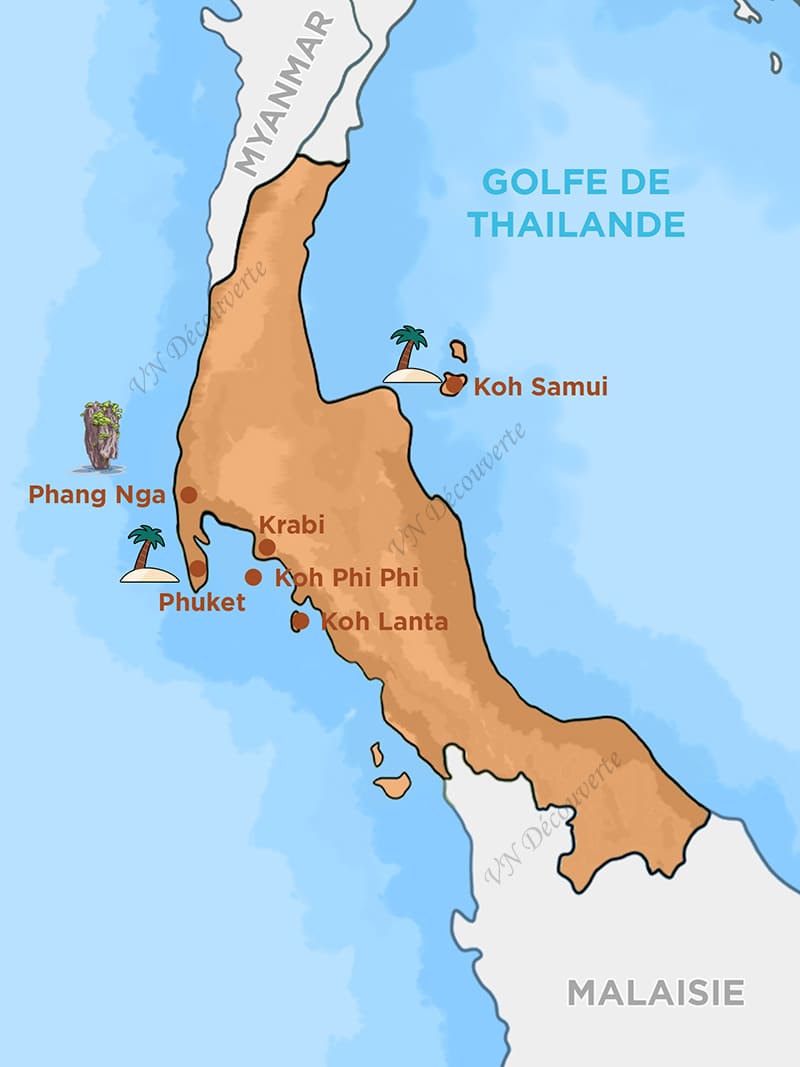 carte des iles thailandais