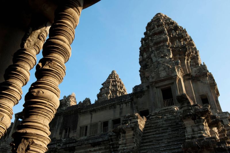 Construction d''Angkor Wat avec cinq millions de tonnes de grès
