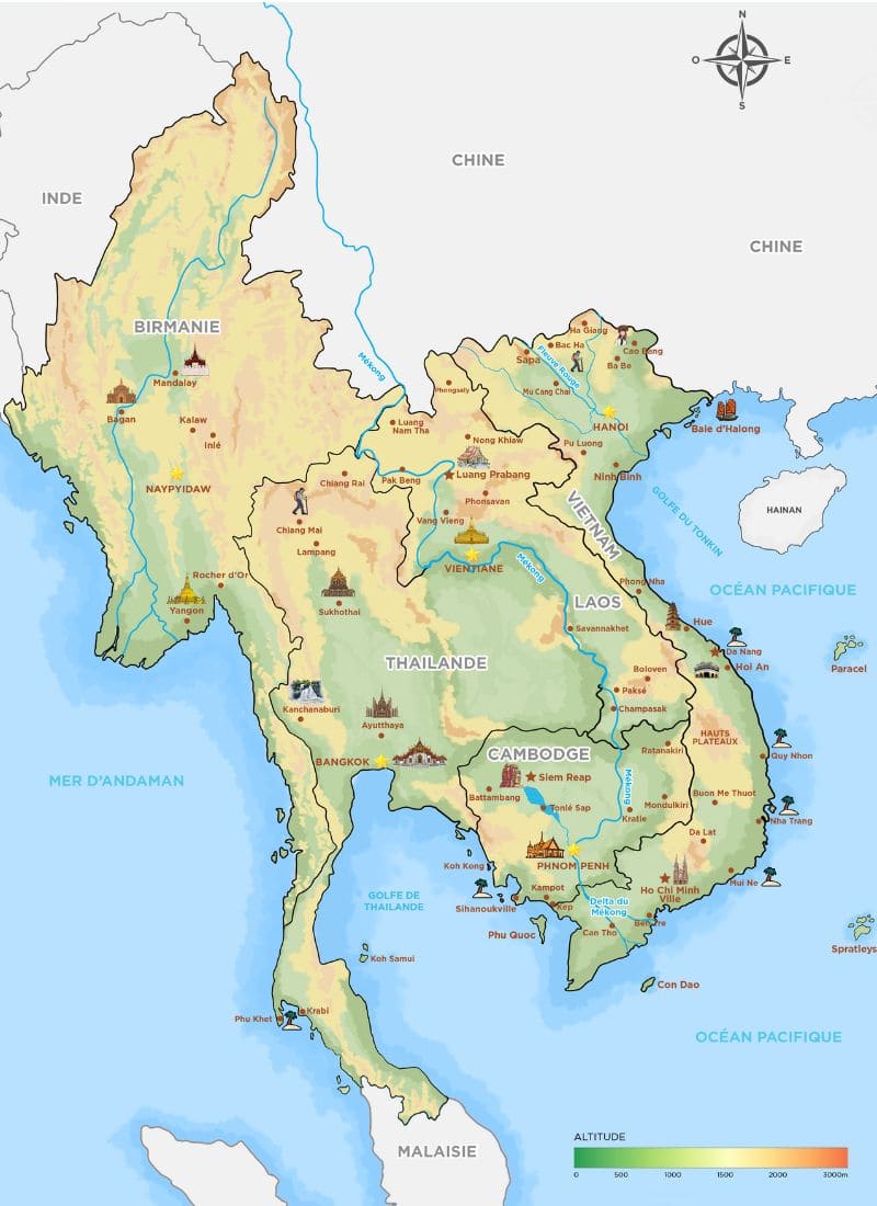 carte Vietnam Thaïlande