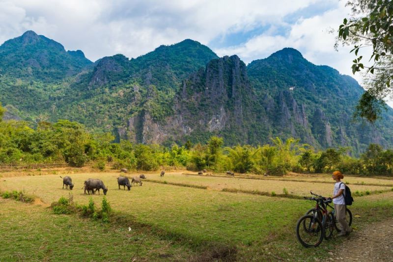 Profitez tranquillement les magnifiques paysages du Laos à vélo