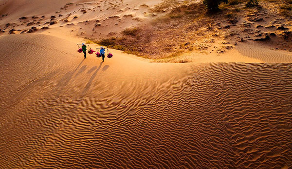 Admirer le lever ou le coucher du soleil sur les dunes de sable rouge