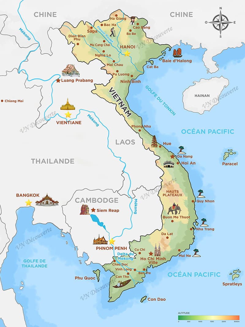Carte Vietnam : version la plus COMPLÈTE touristique & géographique