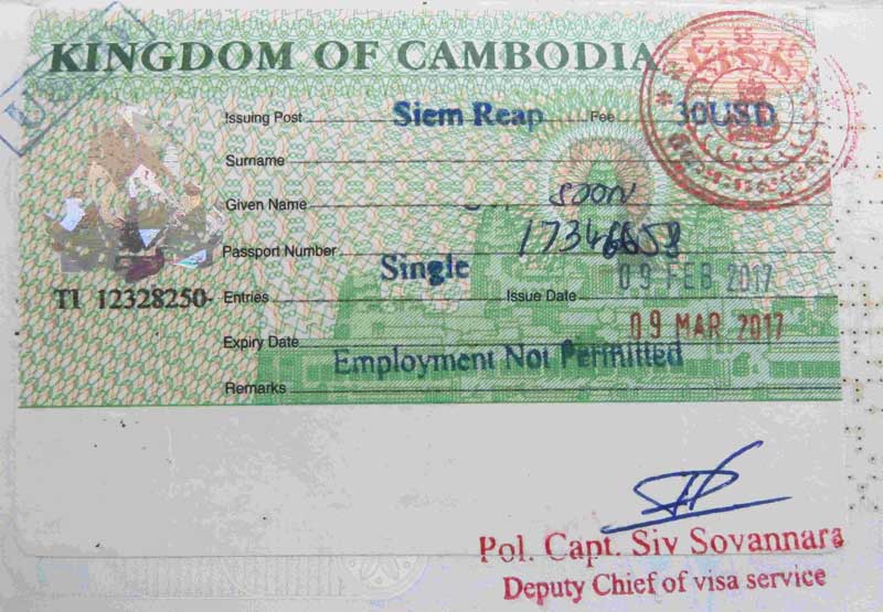 visa a arrivee cambodge