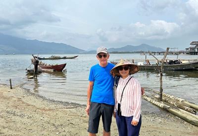 Arrêt à la lagune de Hue avec notre guide Ân