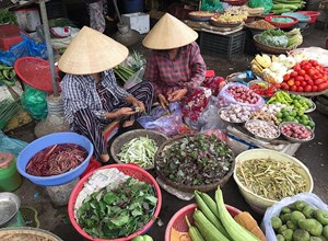 Les femmes vendeuses dans un marché à Hanoi 